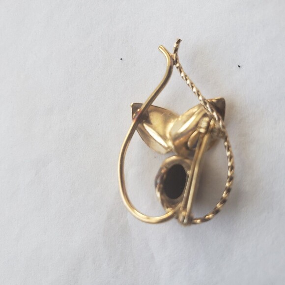 Pin Brooch Gold-toned Heart And Black Stone Costume Jewelry Unbranded Vintage - Picture 5 of 5